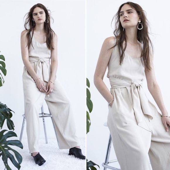 Shaina Mote Lyocel Ecru Tie Back Jumpsuit - Picture 2 of 9